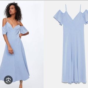 Elegant Blue Off-Shoulder Dress